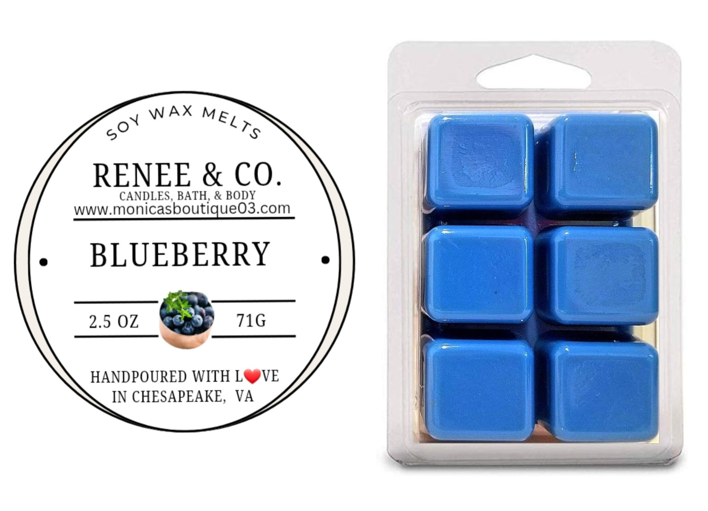 Blueberry Muffine 6 count wax melt in clamshell