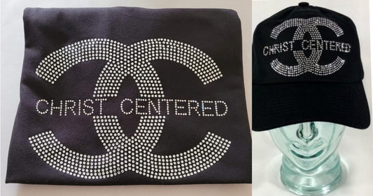 Christ Centered Rhinestone Tshirt and Hat Set