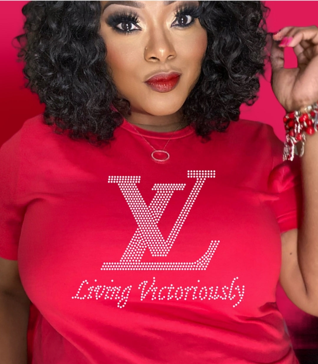 Living Victoriously LV Rhinestone Tshirt