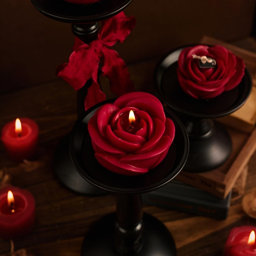 3 Piece Handpoured Rose Candle Set