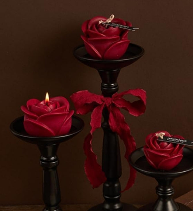 3 Piece Handpoured Rose Candle Set