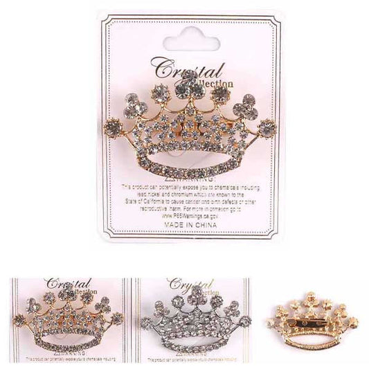 Crown Rhinestone Brooches (12 units