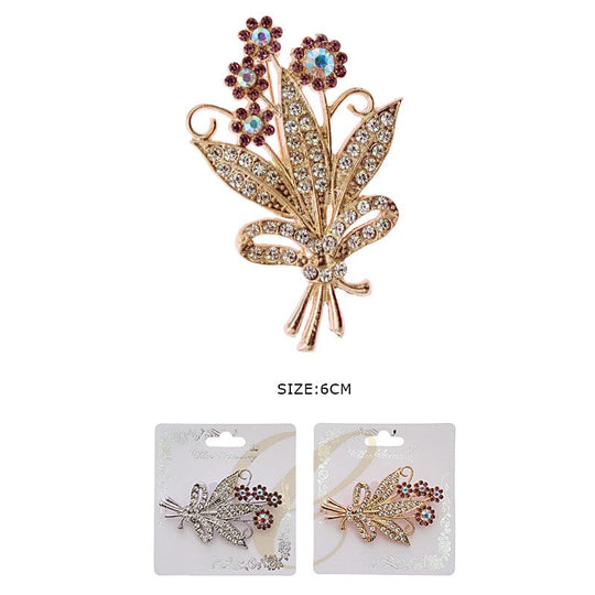 Flower Rhinestone Brooch (12 units