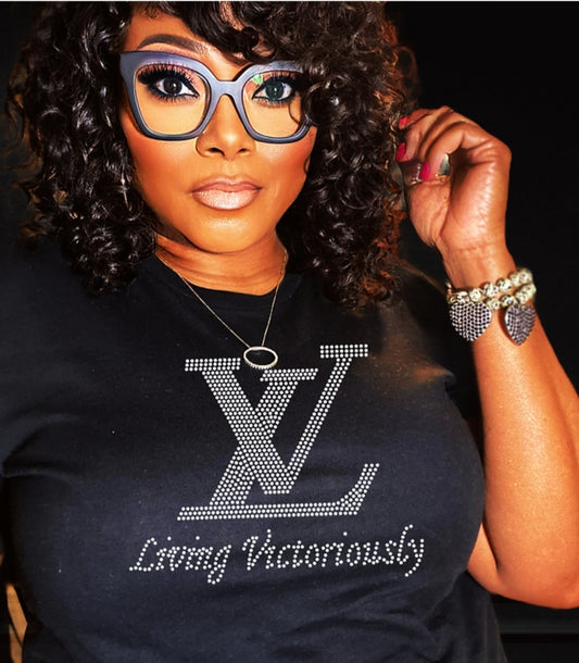 Living Victoriously LV Rhinestone Tshirt