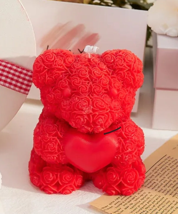 Rose Heart Bear Candles (Set of 3)